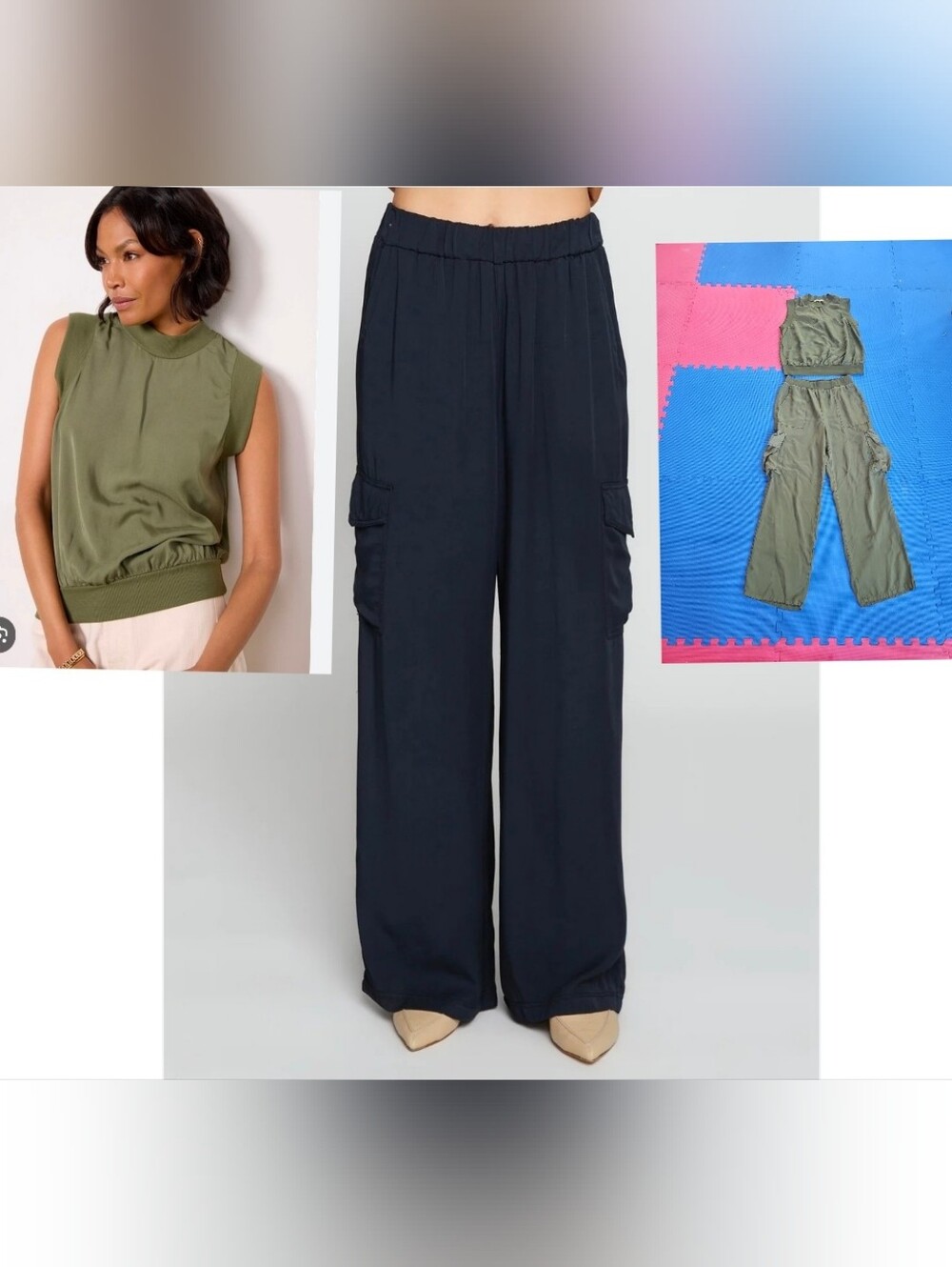 Stateside Sleeveless And Cargo Wide Leg Pant Set Size M